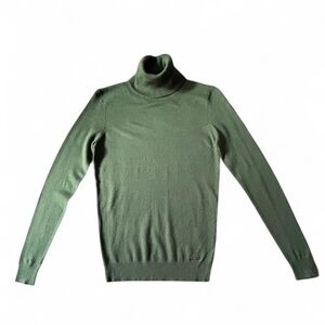 Calvin Klein Turtleneck Sweater XS-TP Green Long Sleeve Knit Top Minimalist